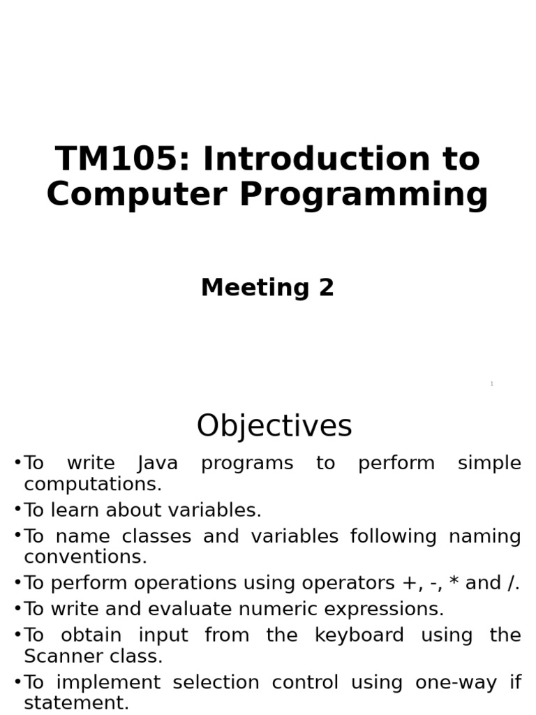 TM105 Meeting2 Slides | PDF | Integer (Computer Science) | Variable ...