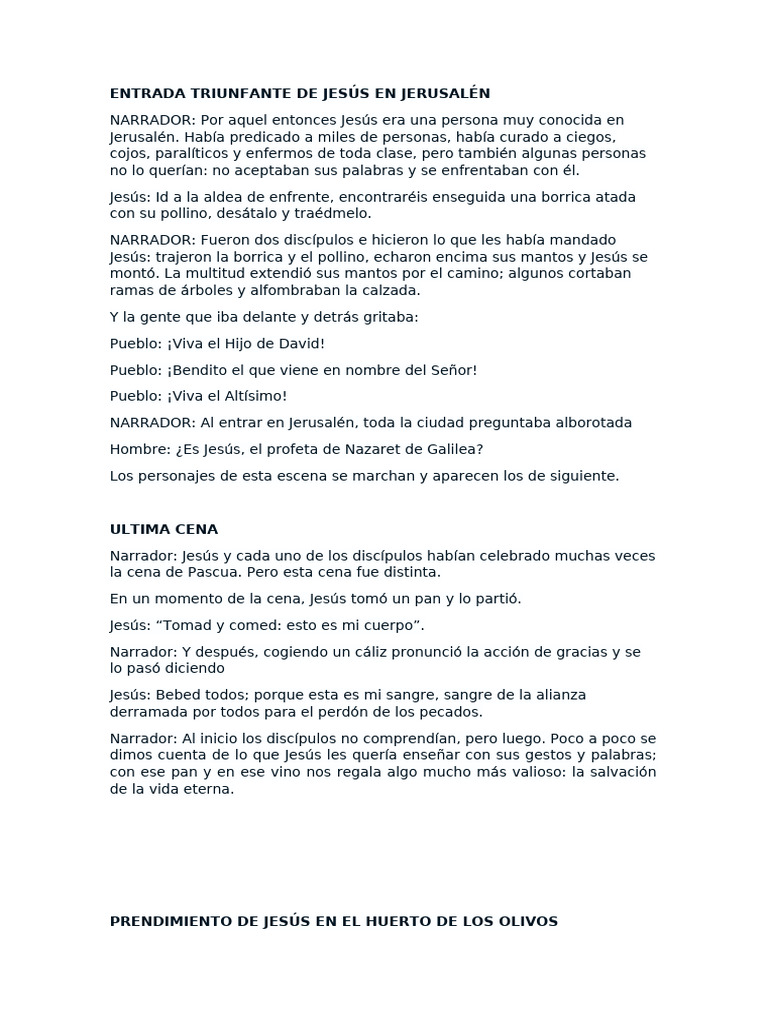 Actuación Pasion de Cristo | PDF | Jesús | La resurrección de Jesús