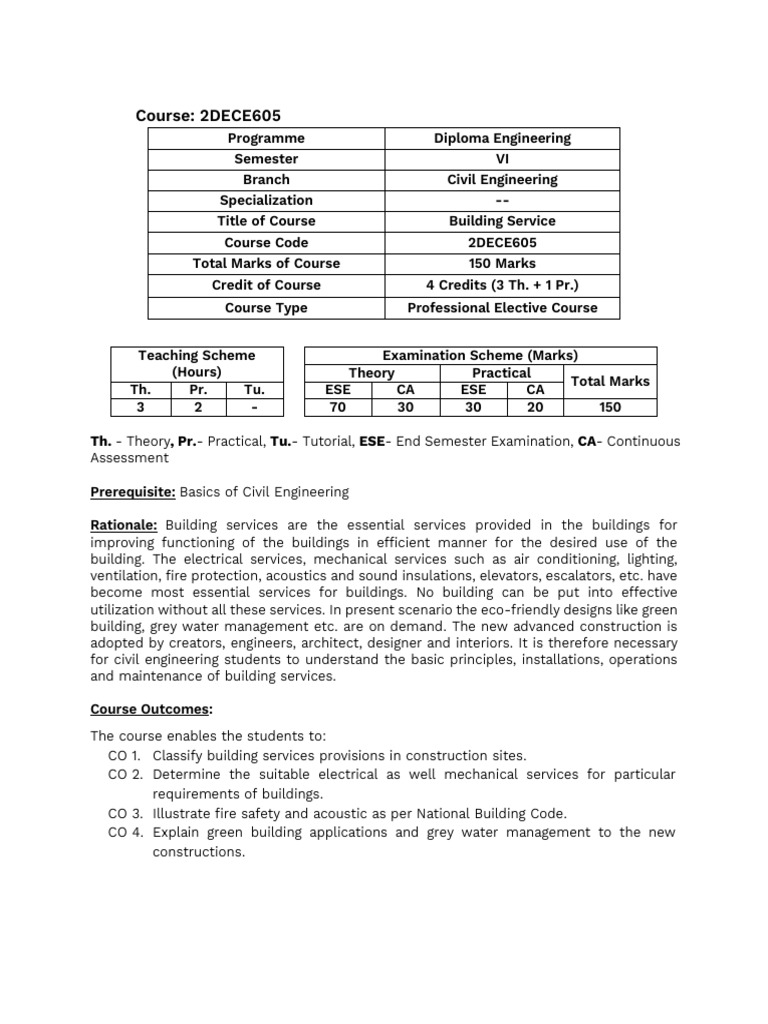 Building Services Course Overview | PDF | Elevator | Engineering