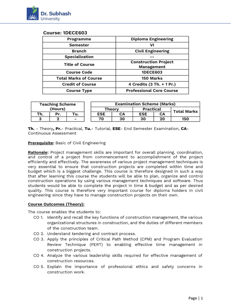 Construction Project Management Course | PDF | Labour Economics ...