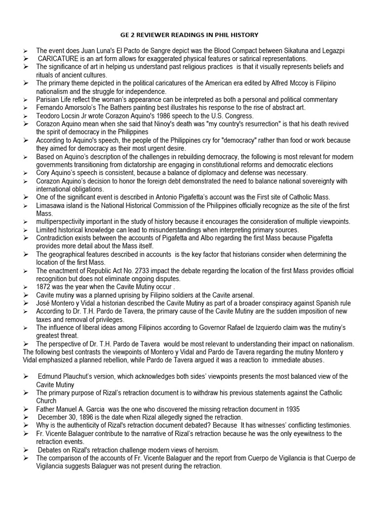 Philippine History Review: Key Events & Figures | PDF | Corazon Aquino ...