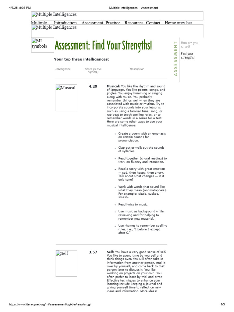 Discover Your Multiple Intelligences Pdf Poetry Cognition
