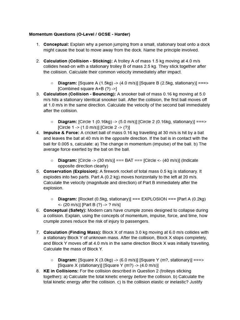 Momentum Calculations and Concepts | PDF | Momentum | Collision