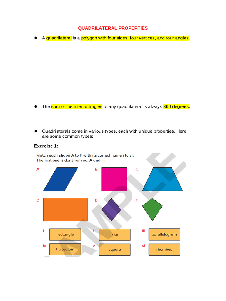 A Quadrilateral Is A Polygon With Four Sides, Four Vertices, and Four ...