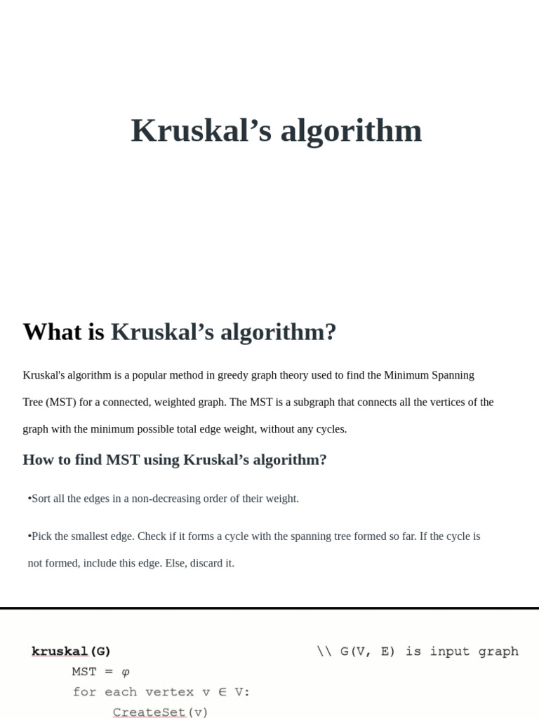 Kruskal's Algorithm for Cycle Detection | PDF