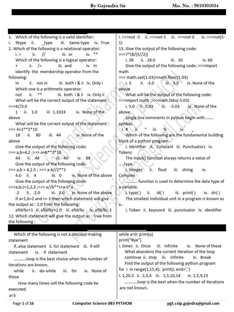Python MCQs on Built-in Functions | PDF | Control Flow | Parameter ...