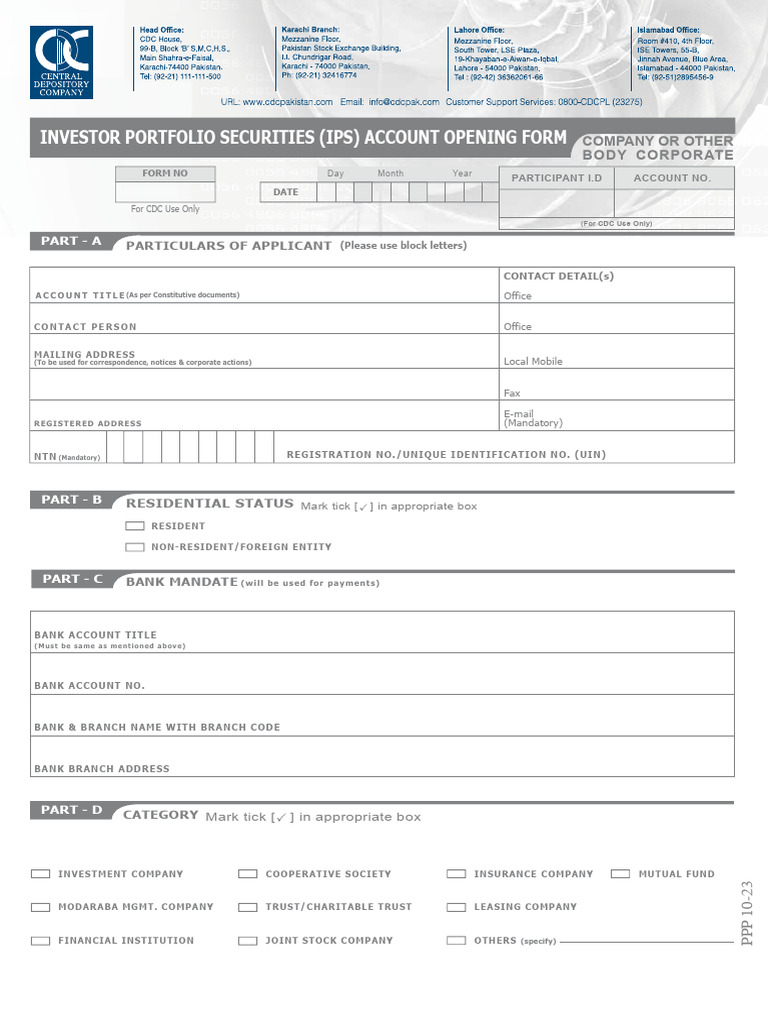 IPS Account Opening Form Guide | PDF | Securities (Finance) | Banks
