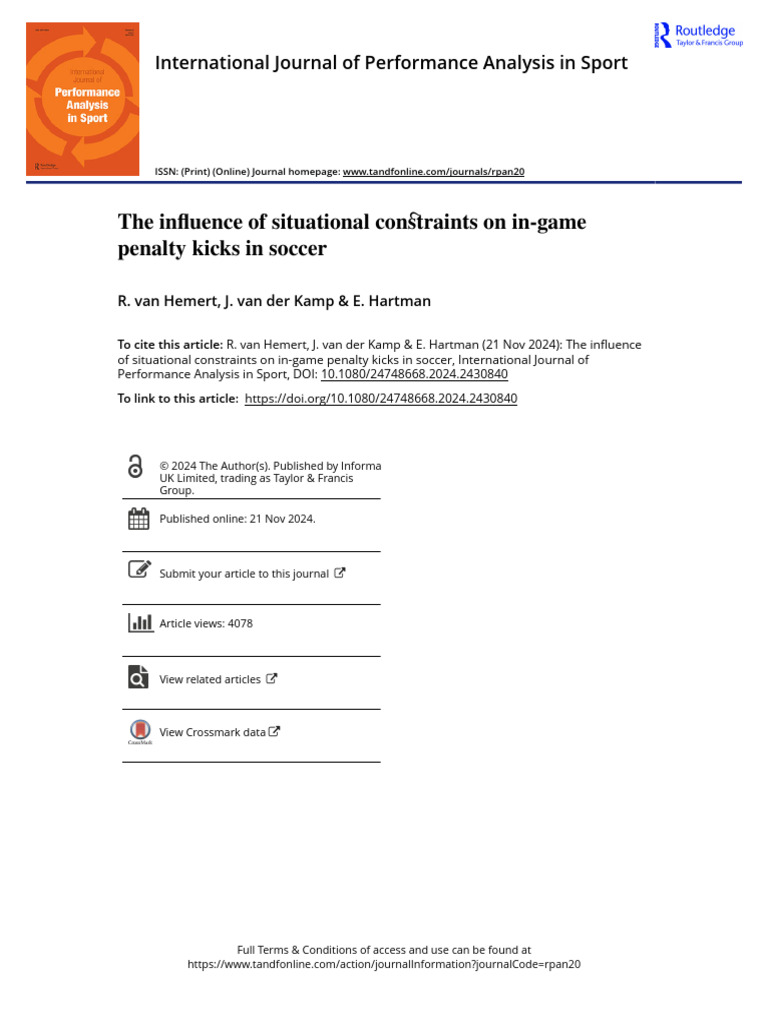 Impact of Situational Constraints on Soccer Penalty Kicks | PDF | Self ...