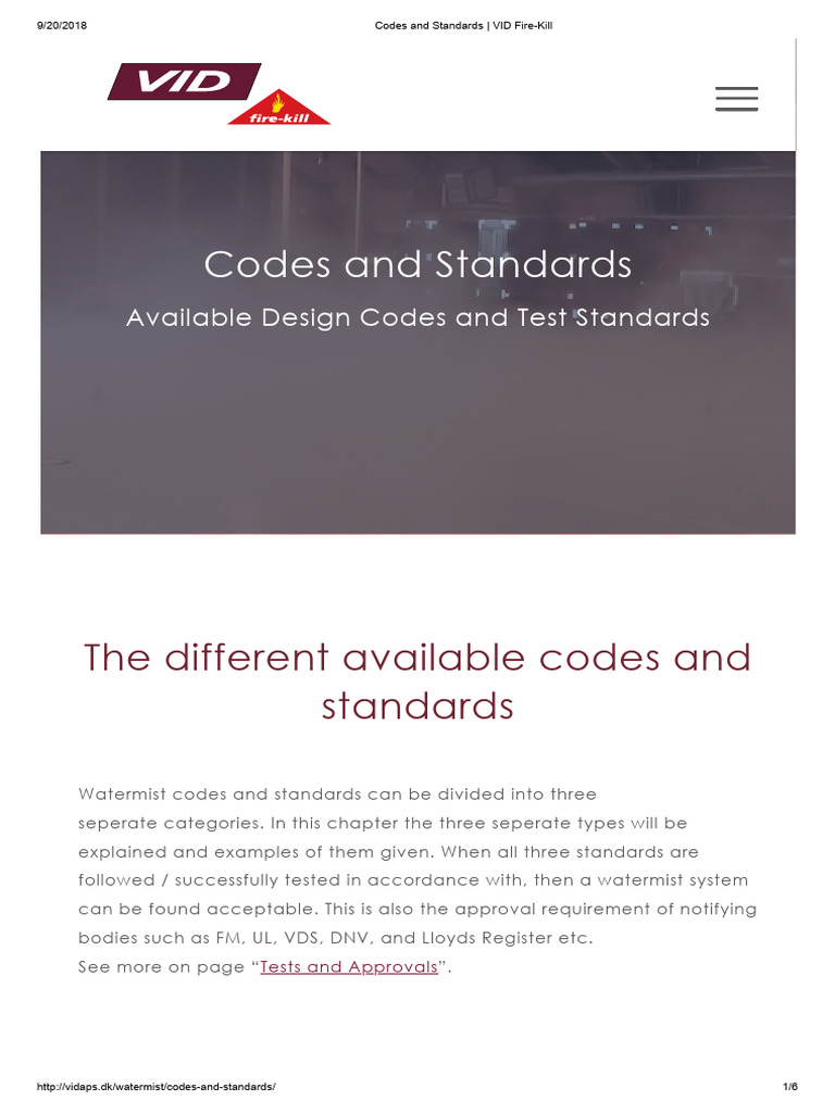 Codes and Standards _ VID Fire-Kill | PDF