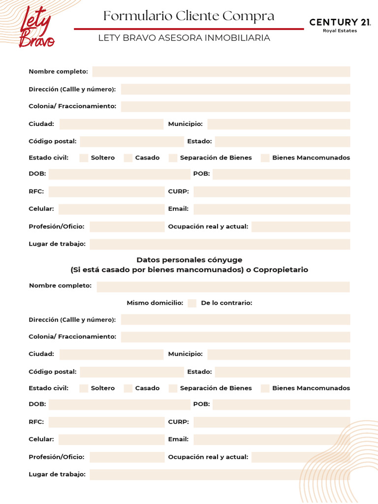 Formulario de Datos para Compra Inmobiliaria | PDF