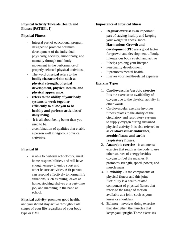 Understanding PATHFit and Fitness Importance | PDF | Physical Fitness ...