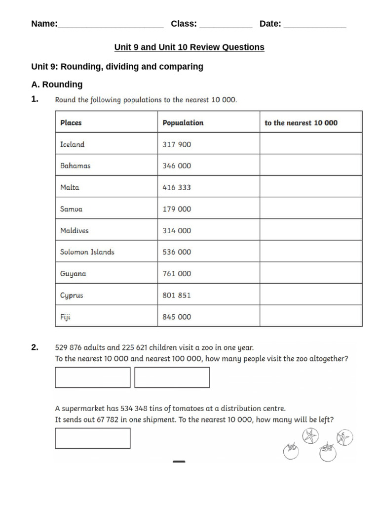 Unit 9 & 10 Math Review Questions | PDF