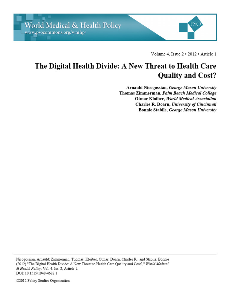 Digital Health Divide: Impact on Care Quality | PDF | Electronic Health ...