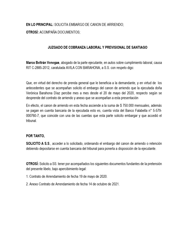 Señala Bienes para Embargo | PDF