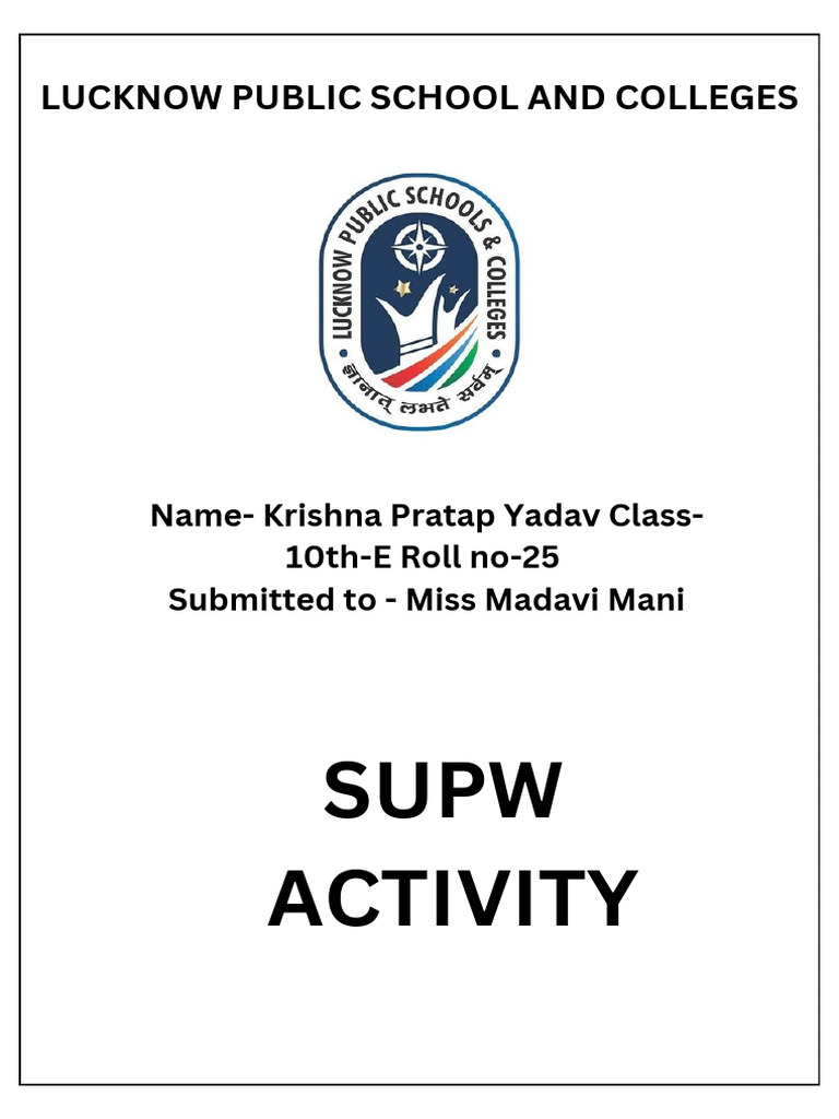Lucknow Public School SUPW Activity | PDF