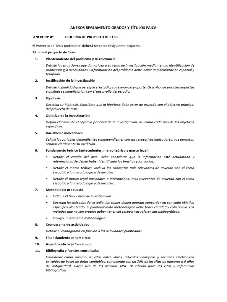 Esquema de Proyecto y Tesis FAICA | PDF | Publicación Académica | Hipótesis