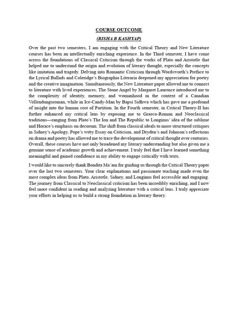 Course Outcome | PDF