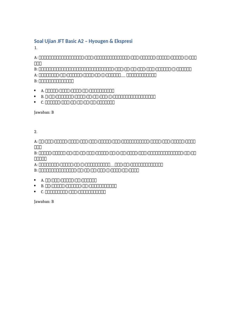 Soal Ujian JFT Basic A2 | PDF