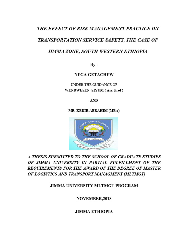 Nega Thesis Report Word Final | PDF | Risk | Risk Management