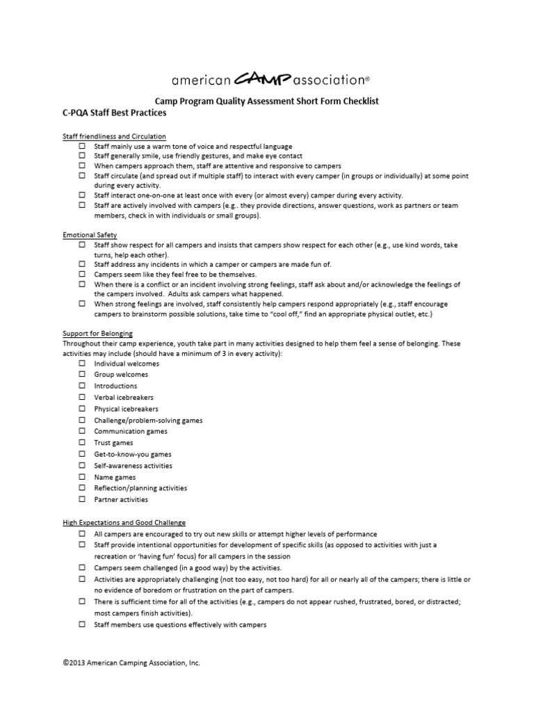 CPQA Short Form Checklist | PDF | Cognition | Communication