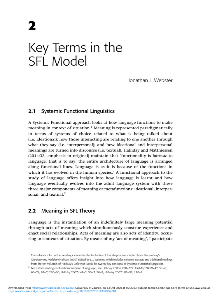 13.2 PP 35 54 Key Terms in The SFL Model | PDF | Linguistics | Grammar