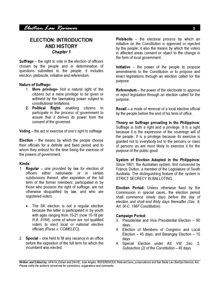 Election Law Overview and Principles | PDF | Absentee Ballot | Elections