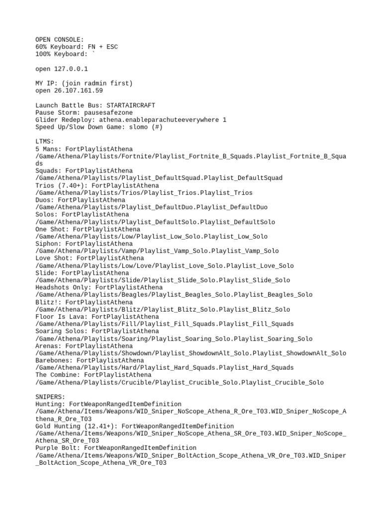 Project Reboot Commands Guide | PDF | Projectile Weapons