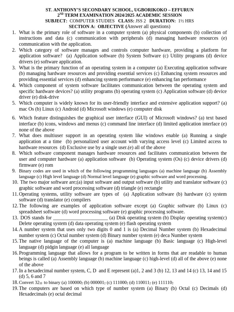 2025 Computer Studies Exam Paper | PDF | Operating System | Graphical ...