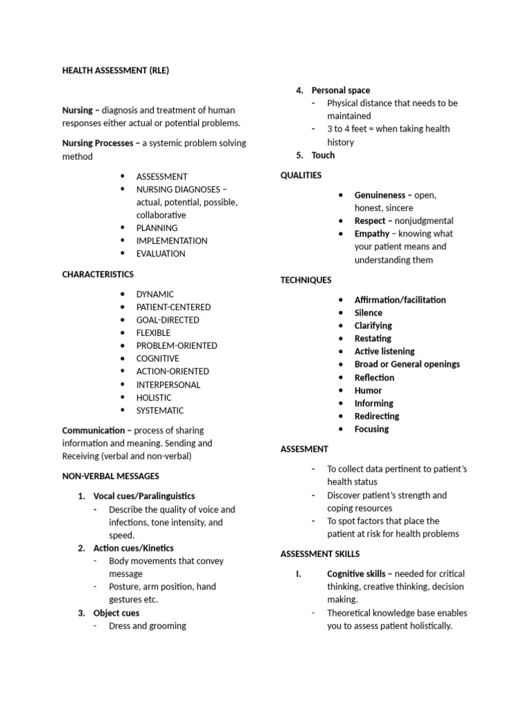 Comprehensive Nursing Health Assessment | PDF | Health Care | Nonverbal ...