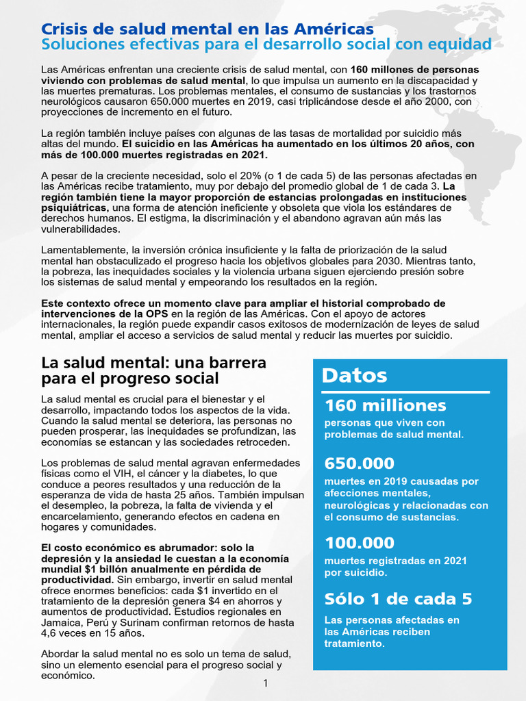Crisis de salud mental en las Américas | PDF | Suicidio | Salud mental