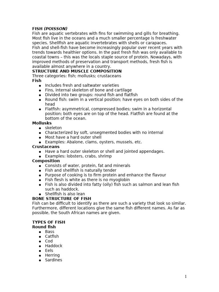 Types and Cooking of Fish and Shellfish | PDF | Shellfish | Skeleton