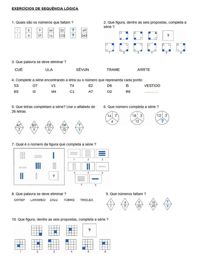 Exercícios de Sequência Lógica | PDF