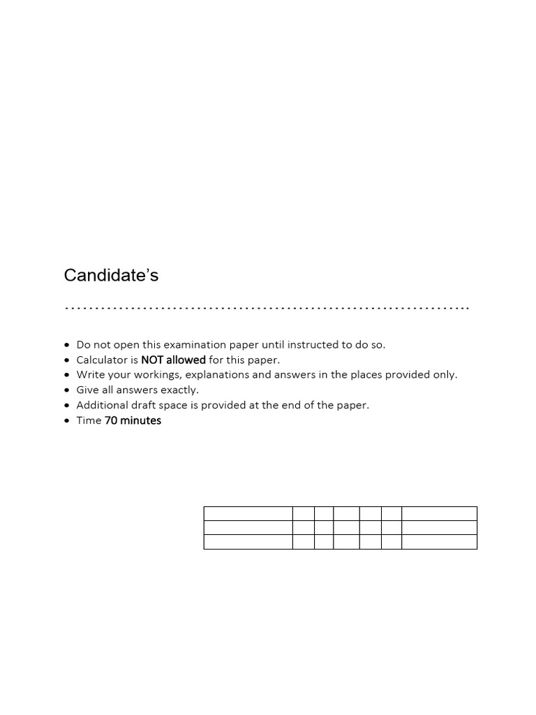 Mathematics Entry Exam Questions | PDF