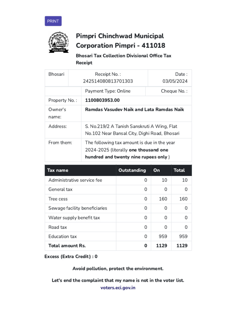 Property Tax - PCMC India | PDF