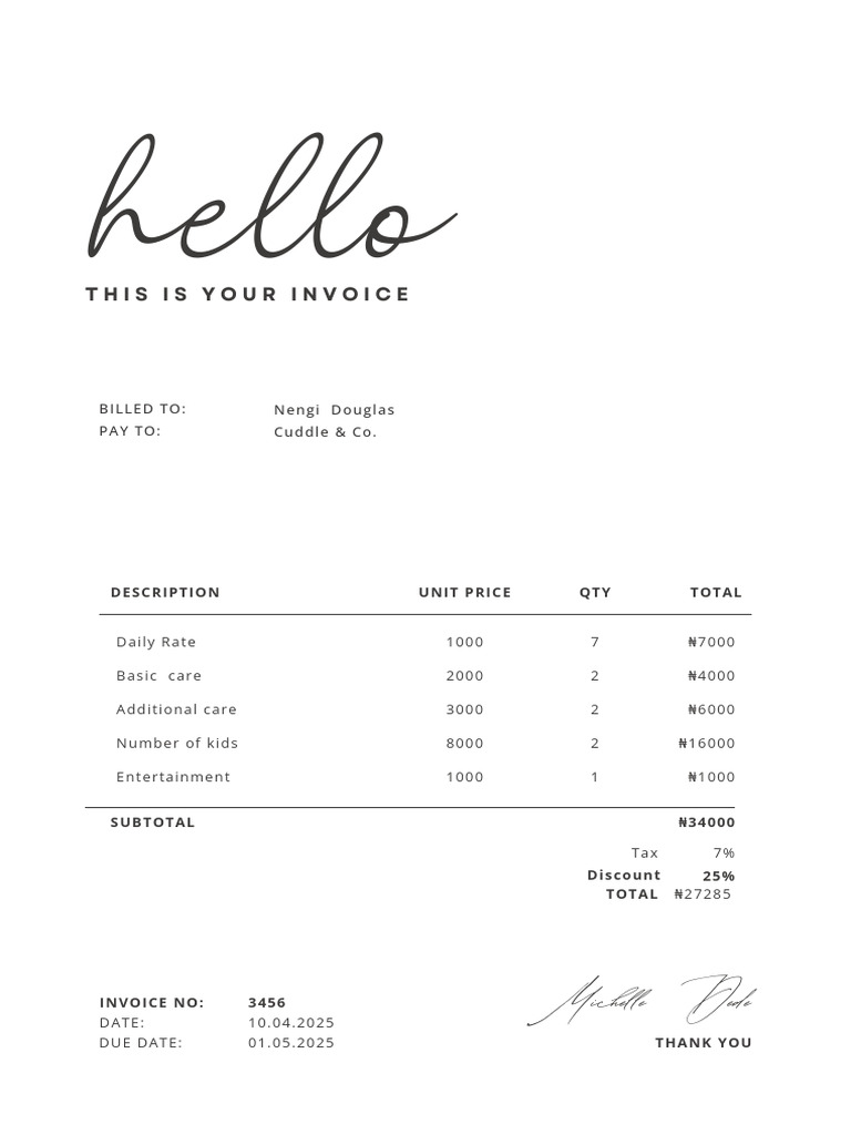 Simple Minimalist Aesthetic Business Invoice | PDF