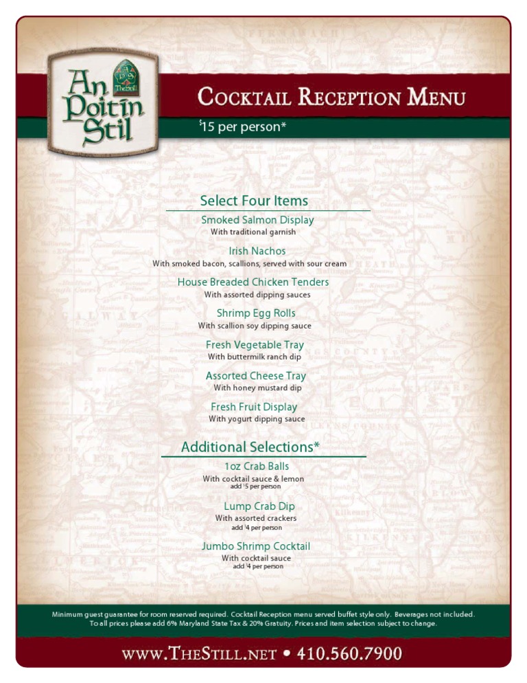 Cocktail Reception Menu Options | PDF