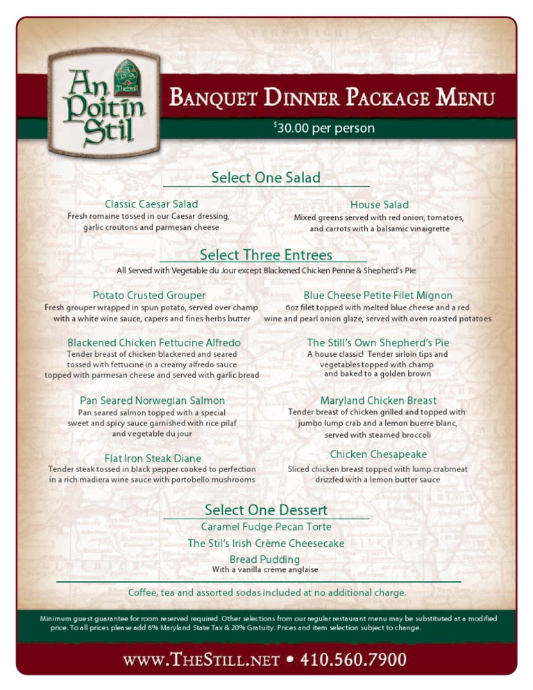 Three-Course Meal Menu Options | PDF