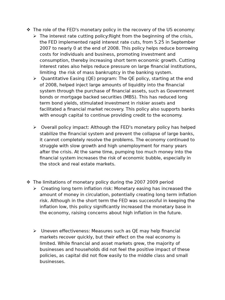 The Role of The FED | PDF | Quantitative Easing | Interest Rates