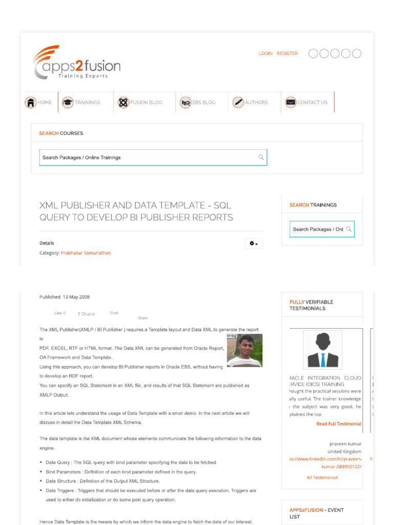 XML Publisher and Data Template - SQL Query To Develop BI Publisher ...