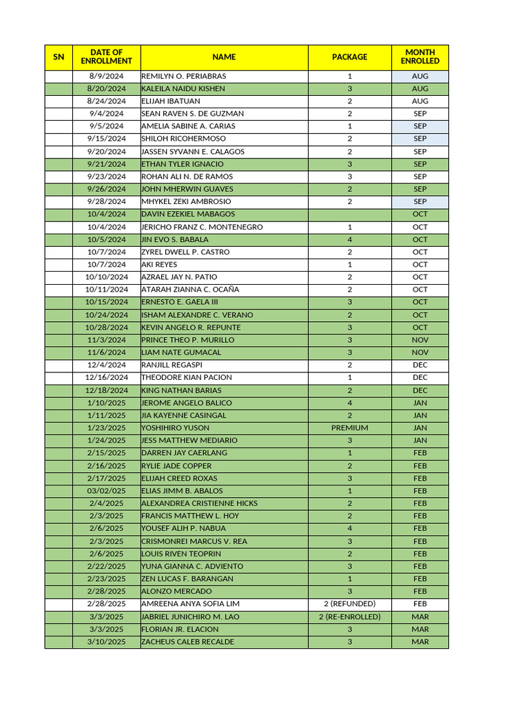 Las Piñas Enrollment Masterfile 2025 | PDF | E Commerce | Information ...