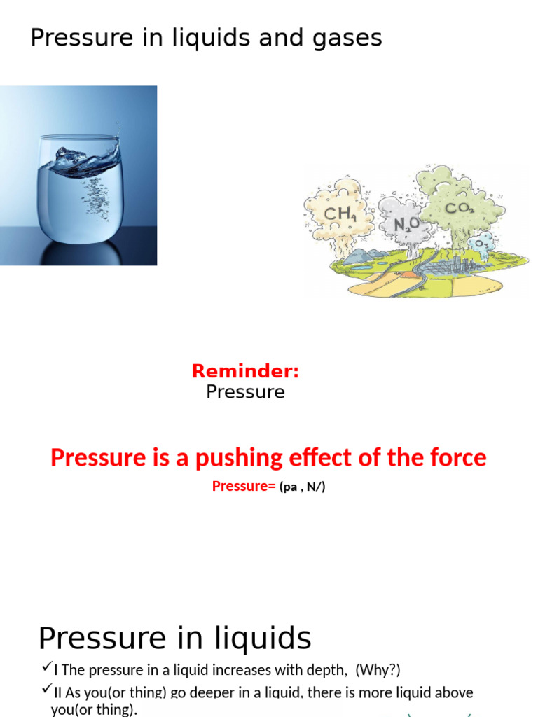 Understanding Pressure in Liquids and Gases | PDF | Pressure | Gases