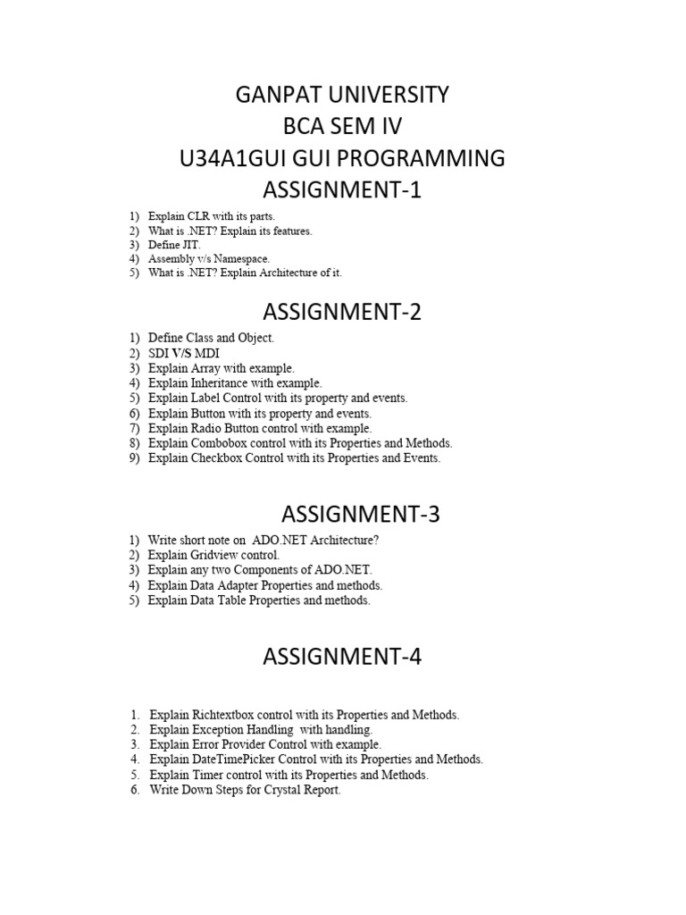 BCA Sem IV GUI Programming Assignments | PDF