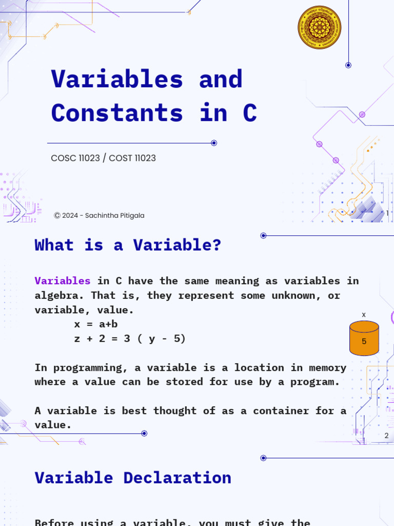 Understanding Variables and Constants in C | PDF | Data Type | Integer ...