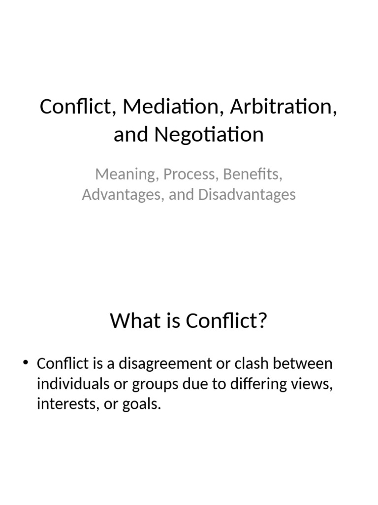 Conflict Resolution: Mediation & Arbitration Guide | PDF | Mediation ...