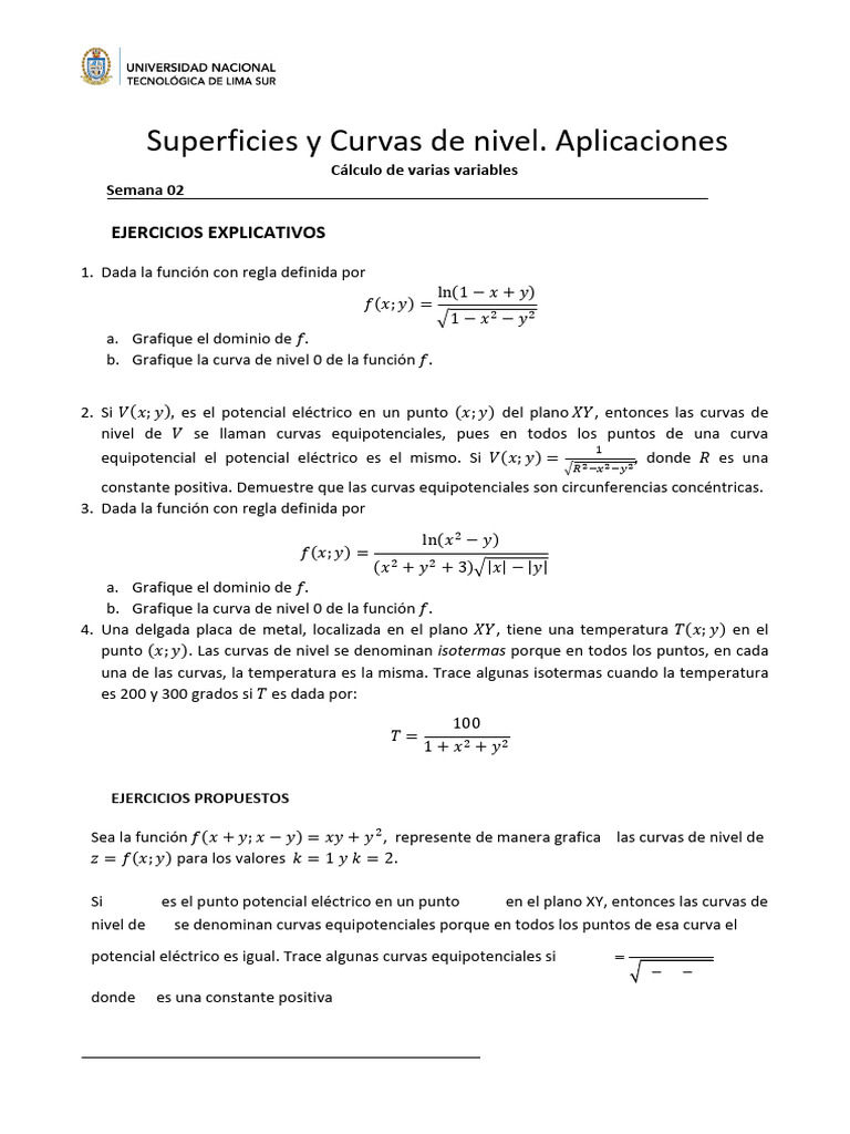 Superficies y Curvas de Nivel en Cálculo | PDF | Función (Matemáticas ...