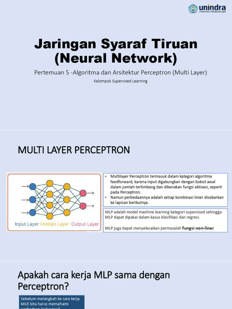 Algoritma Multi Layer Perceptron MLP | PDF