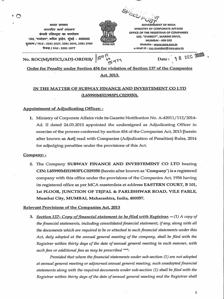 Penalty for Non-Compliance of Section 137 | PDF | Fine (Penalty)