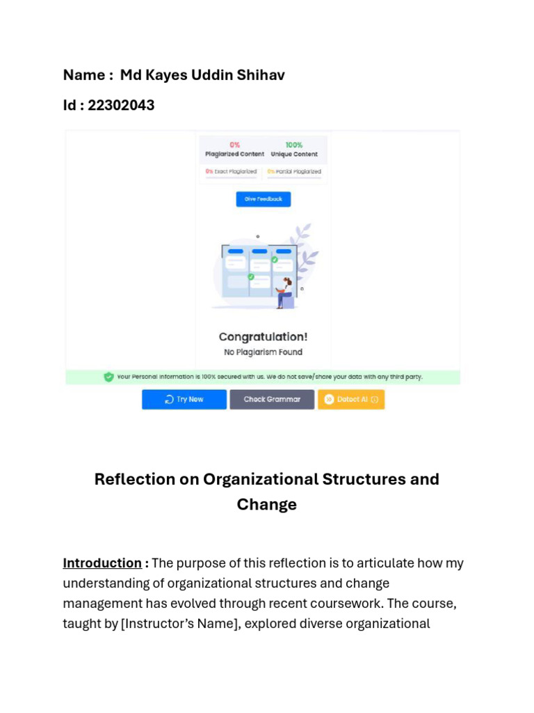 Reflection on Organizational Change | PDF | Creativity | Organizational ...