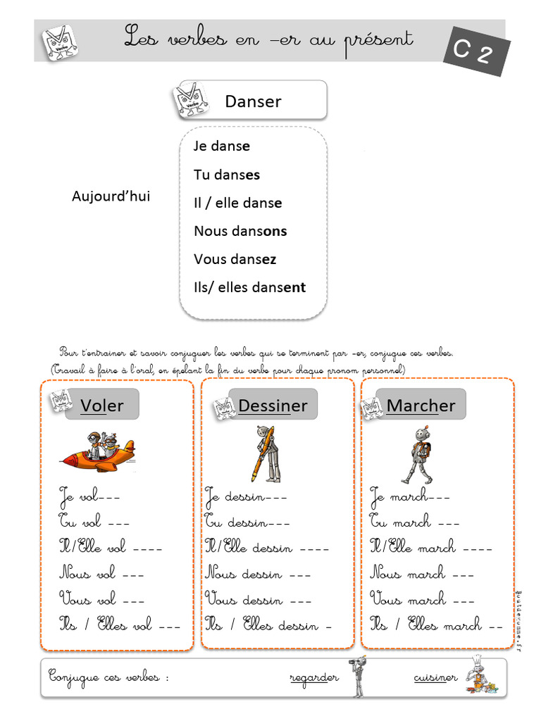 Conjugaison des verbes en -er au présent | PDF | Linguistique | Langues