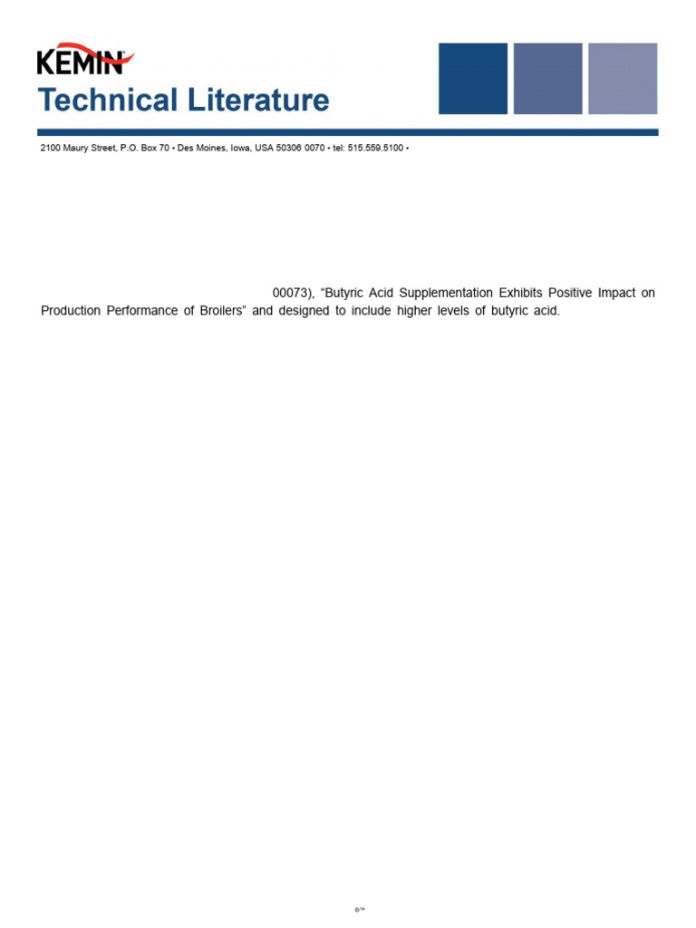 Feeding Higher Levels of An Encapsulated Source of Butyric Acid ...